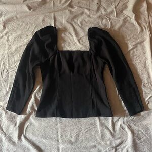 black long sleeve shirt with puff sleeves